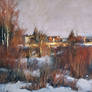winter landscape, pastel