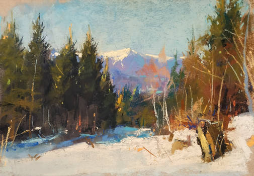 Winter scene, pastel