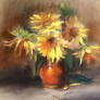 Sunflowers, pastel