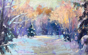 Winter scene, pastel