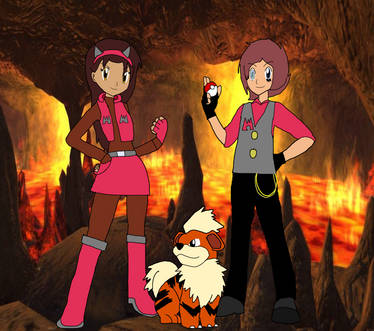 Phoe and Skylar with Growlithe