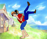 Rina having fun with Luffy