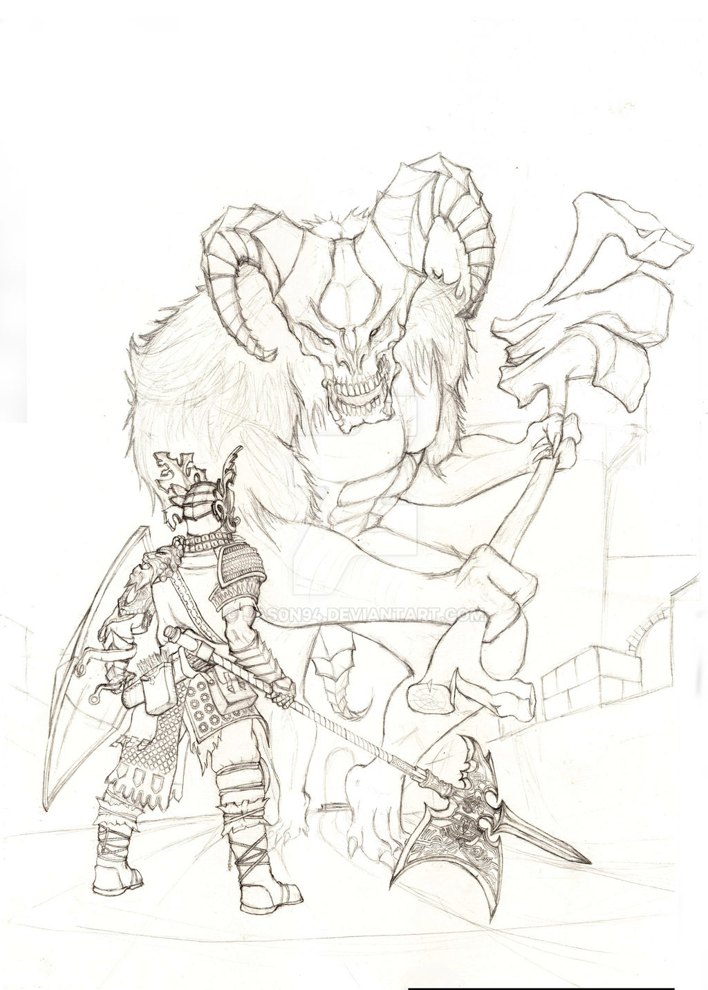 Dark Souls Taurus Demon Fight (Pencil Work)
