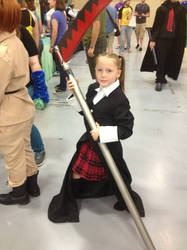 My little sister cosplaying~ As Maka albarn