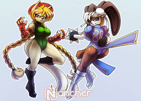 Leona (Cammy) and Ruby (Chun Li)