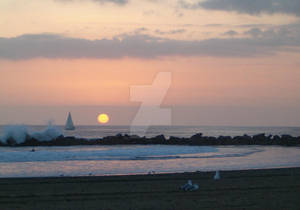 Winter Sunset at Venice Beach Breakwater