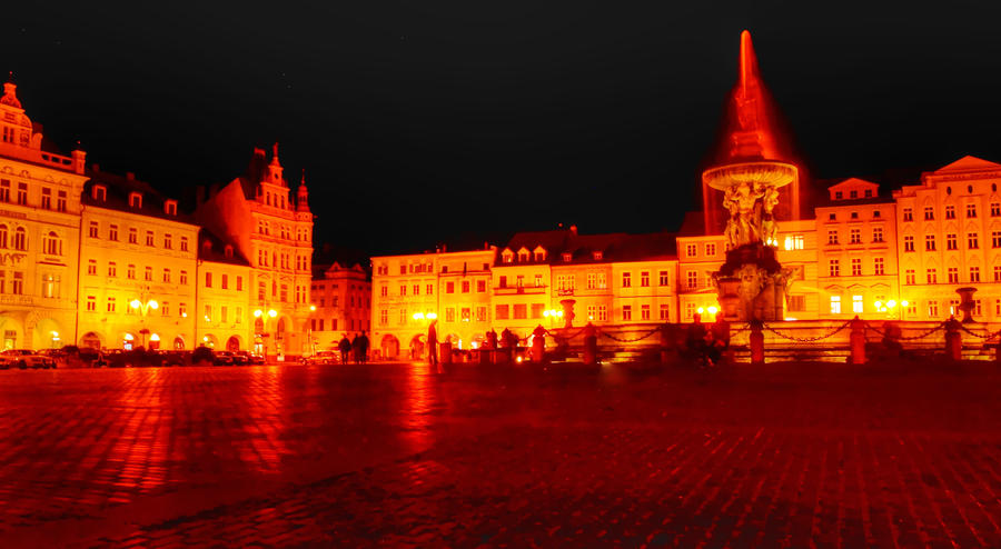 Main Square in Ceske Budejovice at Night01