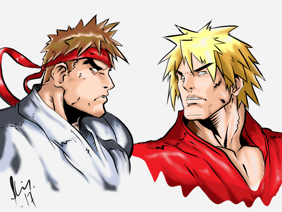 ken and ryu ( By Venomaxxx ) digital painting