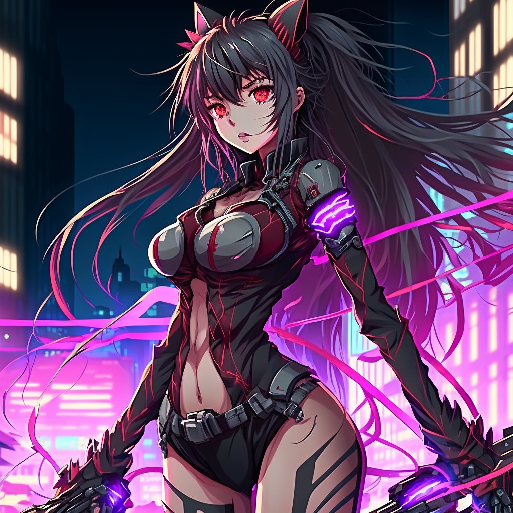 Anime-style cyberpunk girl with futuristic fashion