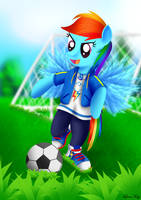 Rainbow Dash Playing Football