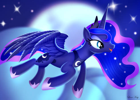 Princess Luna Flying at Night