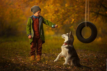 Boy with dog by danilkin54