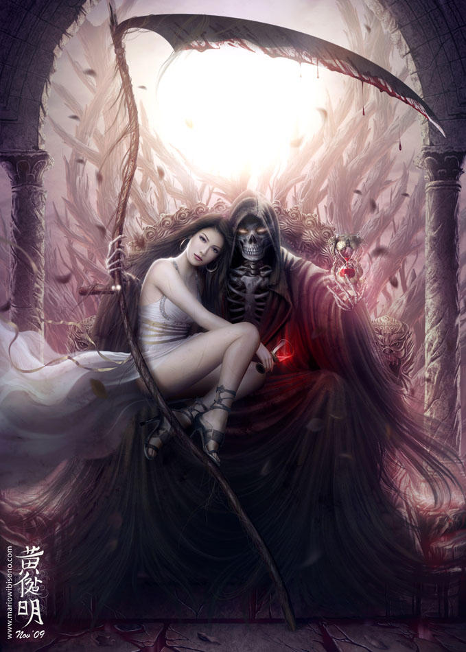 Ангел пляшет с демоном. Mario Wibisono картины. Девушка демон. Красивая смерть. Фэнтези любовь.