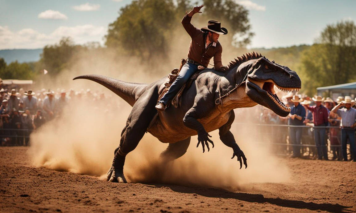 Cowboy Riding T Rex A cowboy riding an agitated bucking Tyrannosaurus by eganrut on DeviantArt