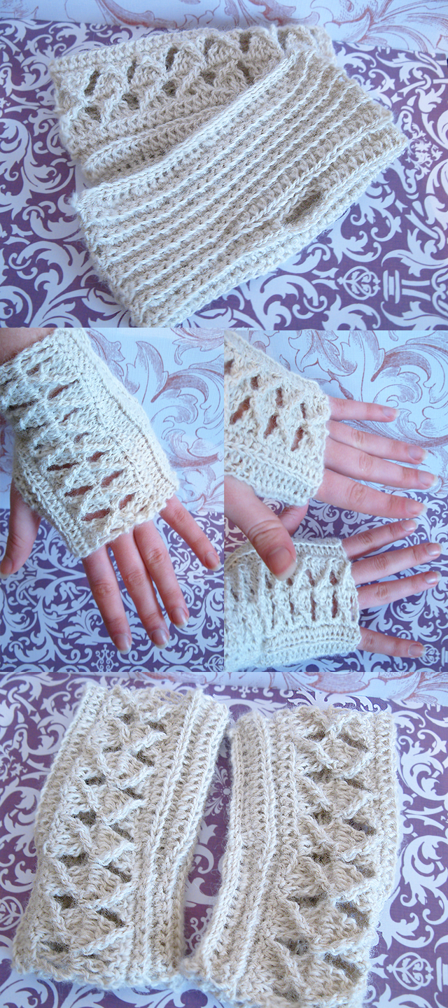 Natural White Fingerless Gloves