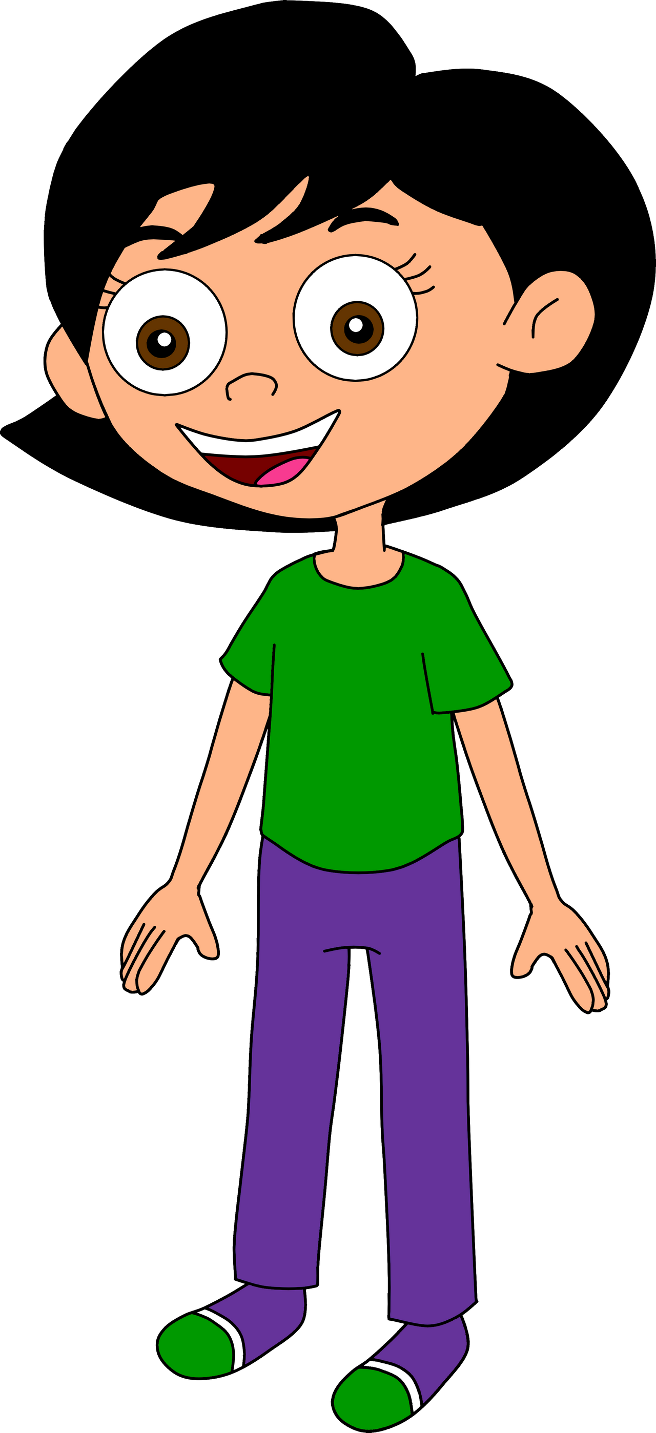 Kids Tv Girl green T shirt and purple pants by