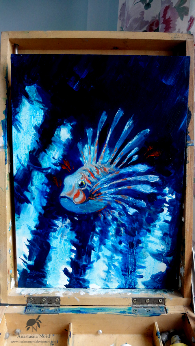 Lion fish oil painting