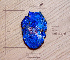 Lion fish hand painted stone lapis lazuli