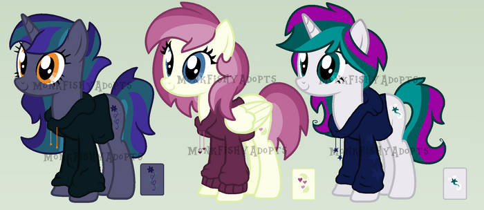 Three Ponies in Hoodies Adoptables - 3/3 OPEN