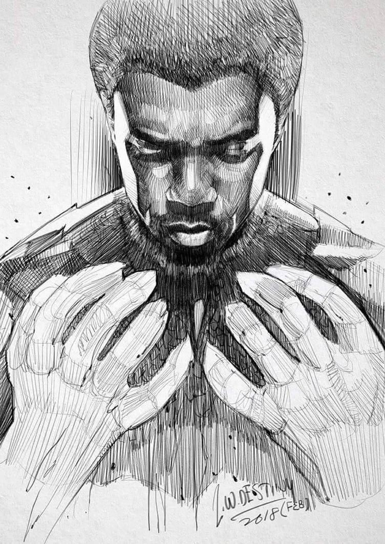 Tchalla pencil sketch by wallacedestiny