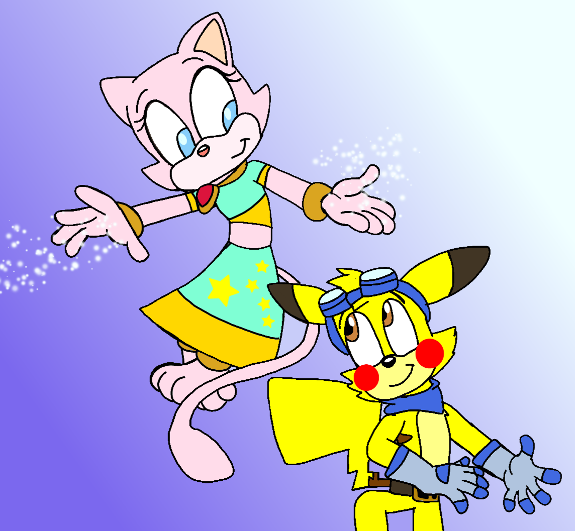 Pikachu and Mew Digitally Colored by MyArtsypaws on DeviantArt