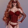 Afternoon Pinup: Trinity - Red Lingerie