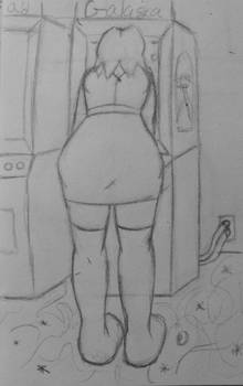 Becky Playing an Arcade Game Sketch