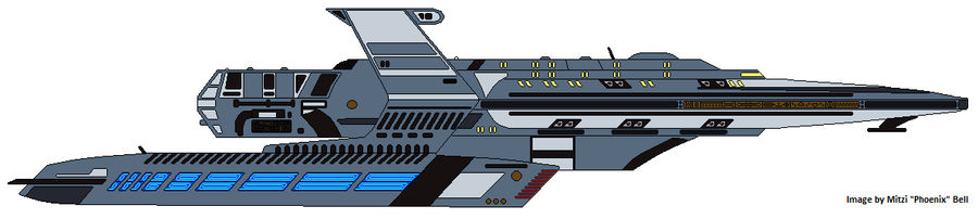Merian Class Starship (Coloured) by Cotterill on DeviantArt