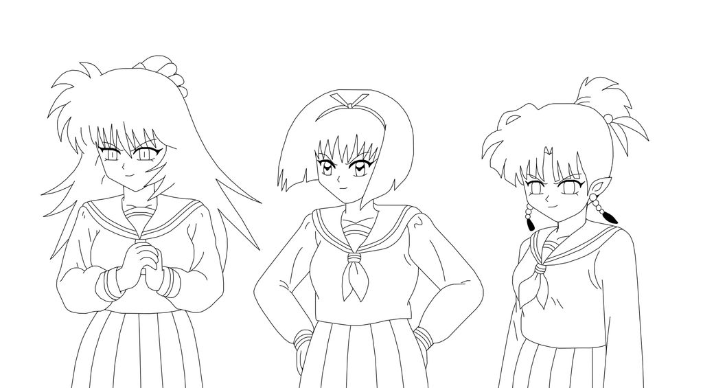 Abi Yura and Kagura as School Girls
