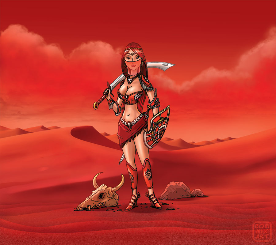 Warrior-woman-red