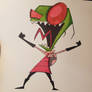 Zim from Invader Zim Fan Art in Alcohol Ink (WIP)