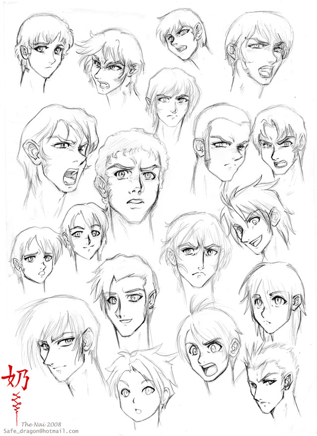 Study: Faces and hair male by The-Nai on DeviantArt