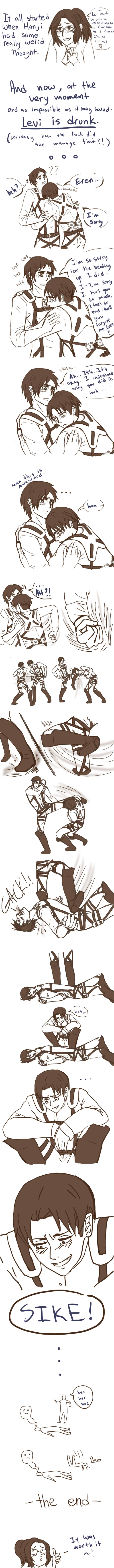 the adventure of Eren and a drunken Levi