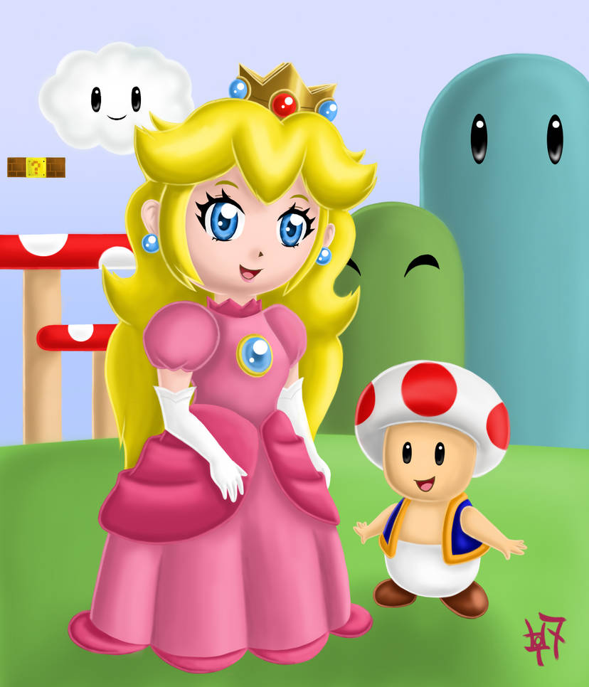 Chibi Princess Peach and Toad by Zaziki7 on DeviantArt