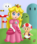 Chibi Princess Peach and Toad by Zaziki7