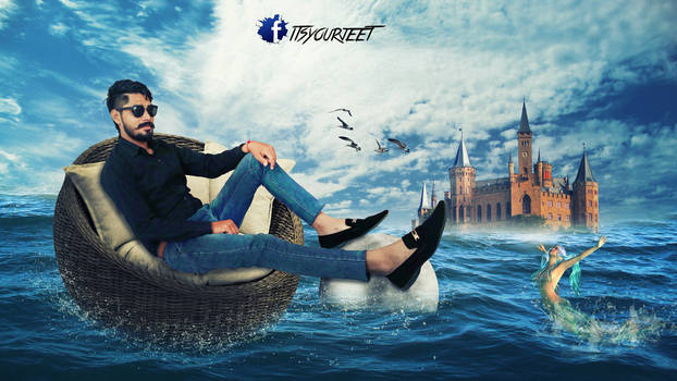 sea floating photo manipulation 