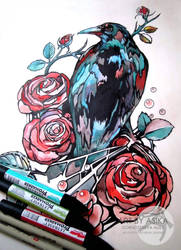 Tattoo sketch. Crow.