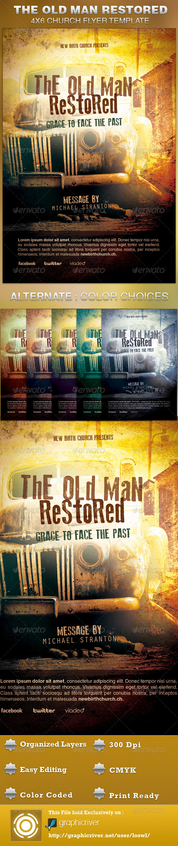 Old Man Restored Church Flyer Template