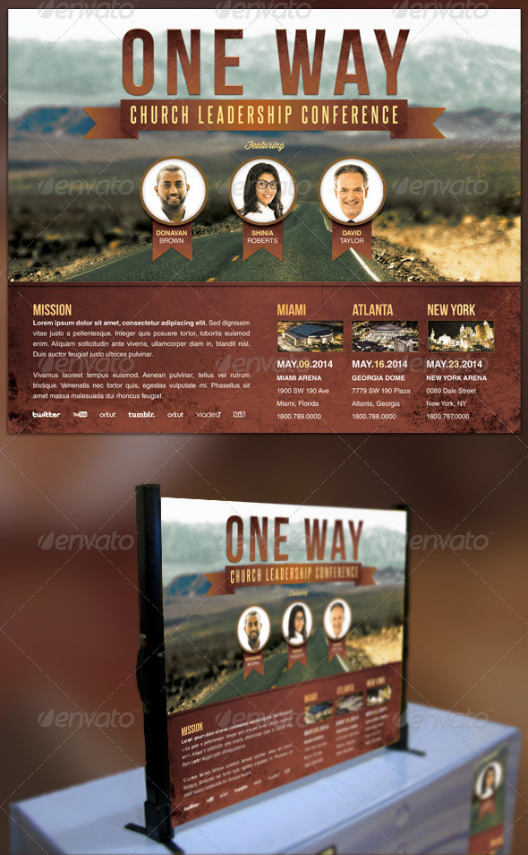 One Way Church Table Top Banner Template