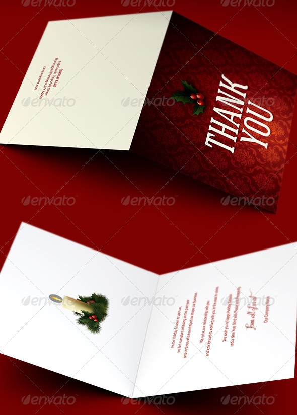 Ornate Christmas Thank You Card Template