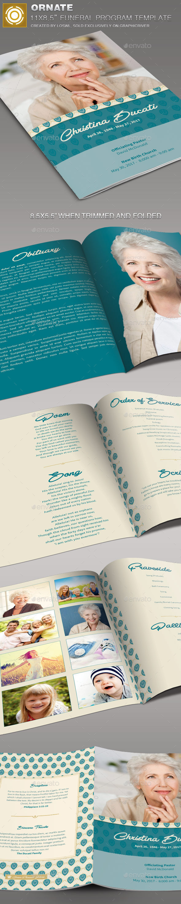 Ornate Funeral Program Template