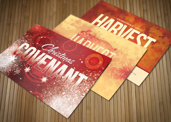 Holiday Church Postcard Template Bundle