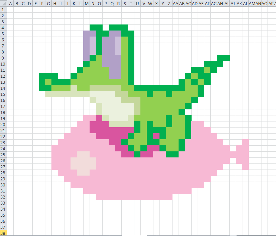 Gummy done in PixelArt style using Excel