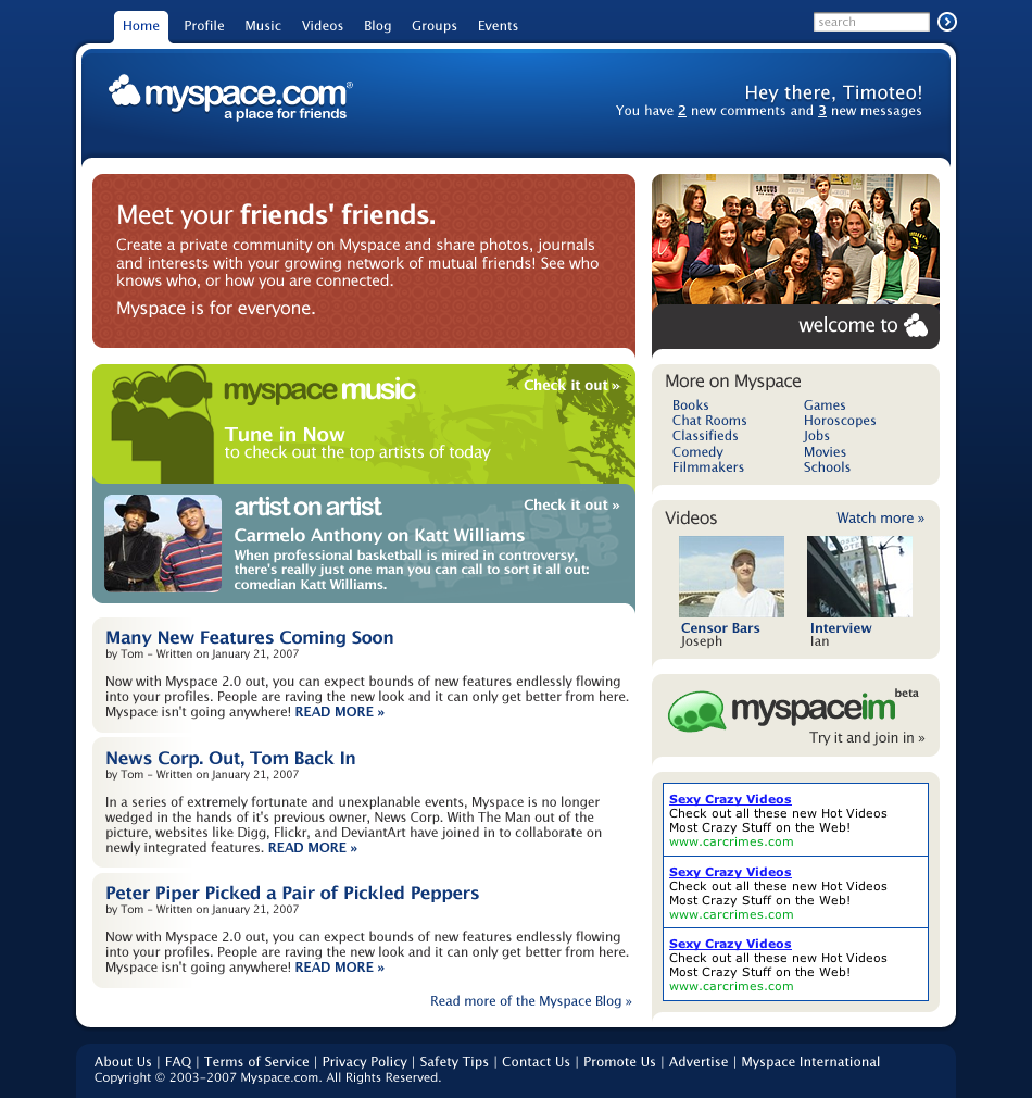 Myspace Redesign: Part Deux