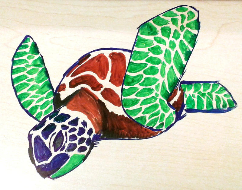 Sea Turtle in Expo Markers by StarbeamerPatterns on DeviantArt
