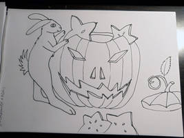 Inktober Star fruit and Pumpkin