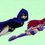 Jinx flying with Raven and Starfire