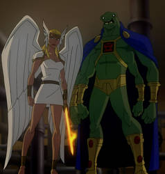 Evil Hawkgirl and Martian Manhunter