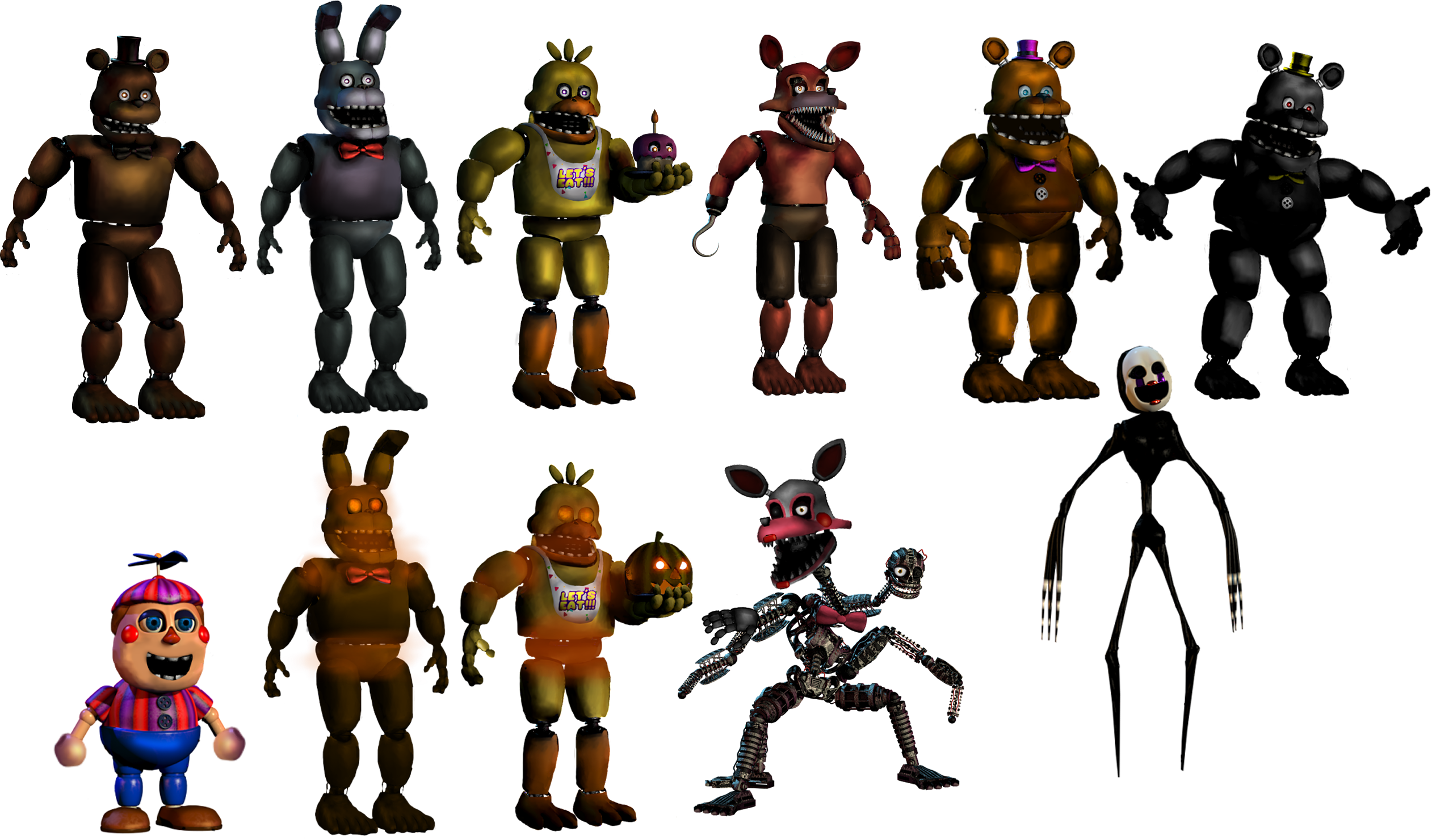 Fixed FNAF4 Animatronics by Alexander133Official on DeviantArt