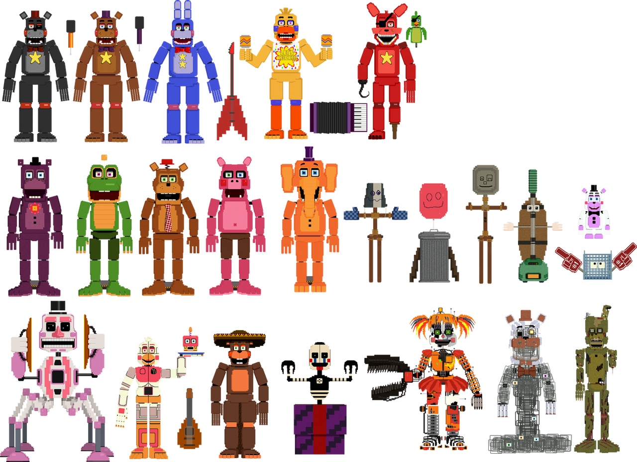 Fnaf6 FFPS Animatronics 8-bit by Alexander133Official on DeviantArt